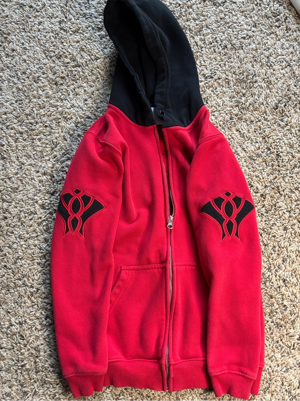 Official Aphmau Aaron Zip Hoodie Youth Large Red Black Lycan Full Zip Gamer
